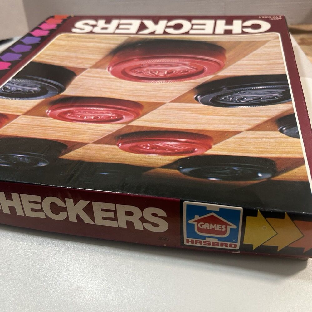Vintage 1979 Hasbro CHECKERS Board Game #2000 Complete w/ Simulated Wood Board